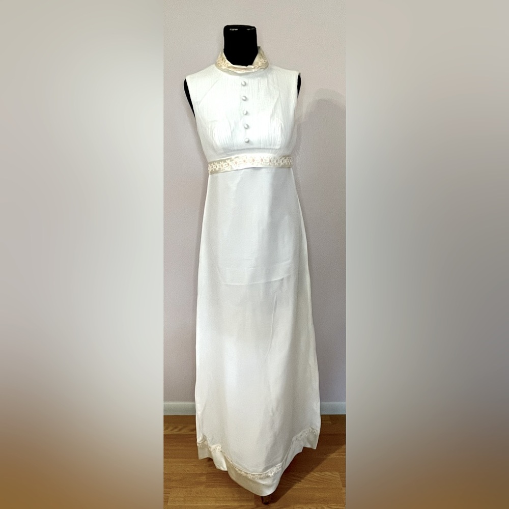Vintage 1970’s empire waist white dress